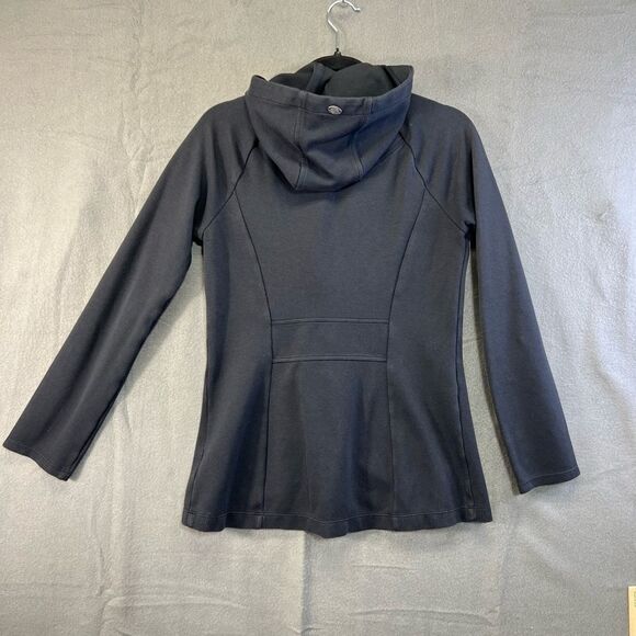 2013 hard to find Athleta Hooded Jacket Wrap Front Zipper Pockets Black small - Picture 14 of 15